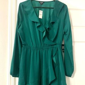 NWT Express Faux Wrap Dress Emerald Medium